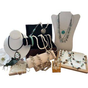 SEASHELL JEWELRY LOT - Vintage Jewelry Box With Assorted Shell & Bead Necklaces